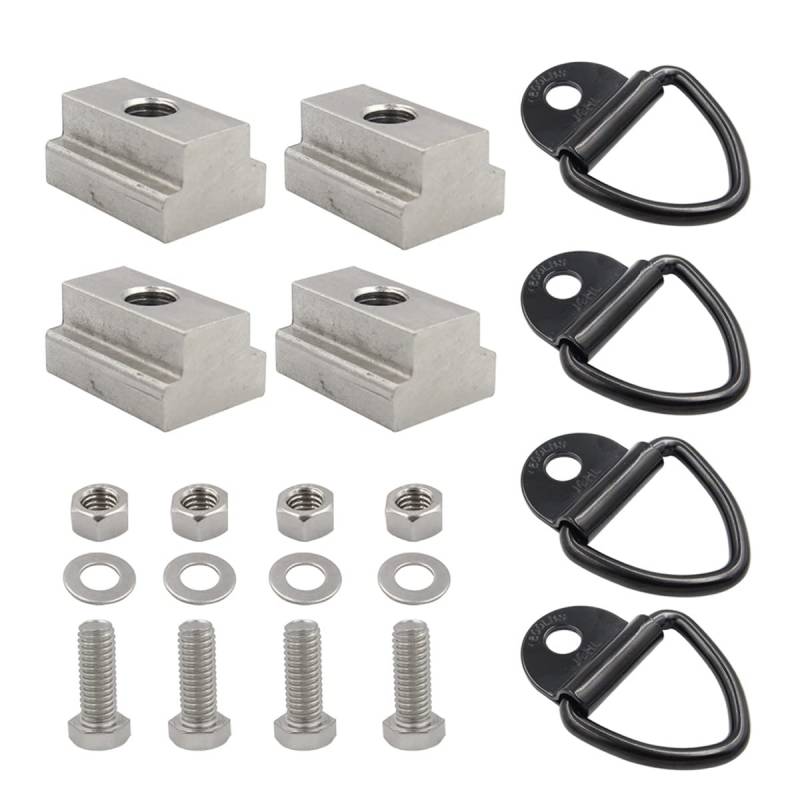 T-Nut Mutter Set,Ekakashop 4 Set T-Nutensteine Nut 3/8-Zoll 16 Gewinde T Nut Muttern Kohlenstoffstahl Nutsteine Set mit Innensechskantschrauben Zurrringe für LKW, Anhänger Boot von Ekakashop