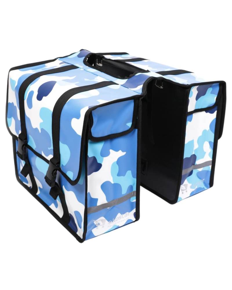 Ekostar Doppelte Fahrradtasche – Gepäckträgertasche – Hinterradtasche - Doppeltasche -Satteltasche – Wasserdicht – Camouflage Blau - 46 Liter - Reflektoren – Einfache Montage – E-Bike von Ekostar online shopping