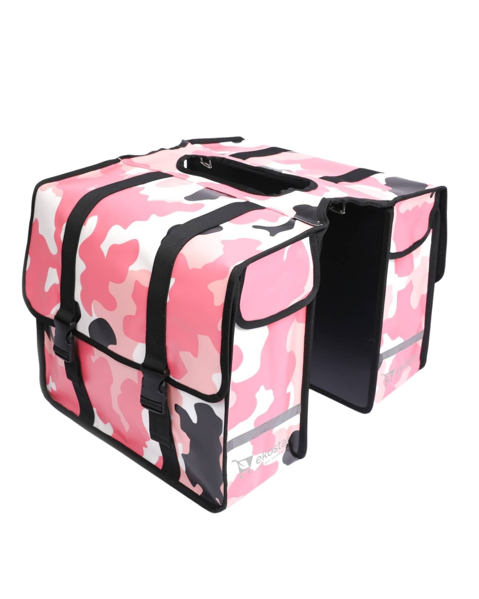 Ekostar Doppelte Fahrradtasche – Gepäckträgertasche – Hinterradtasche - Doppeltasche -Satteltasche – Wasserdicht – Camouflage Rosa - 46 Liter - Reflektoren – Einfache Montage – E-Bike von Ekostar online shopping