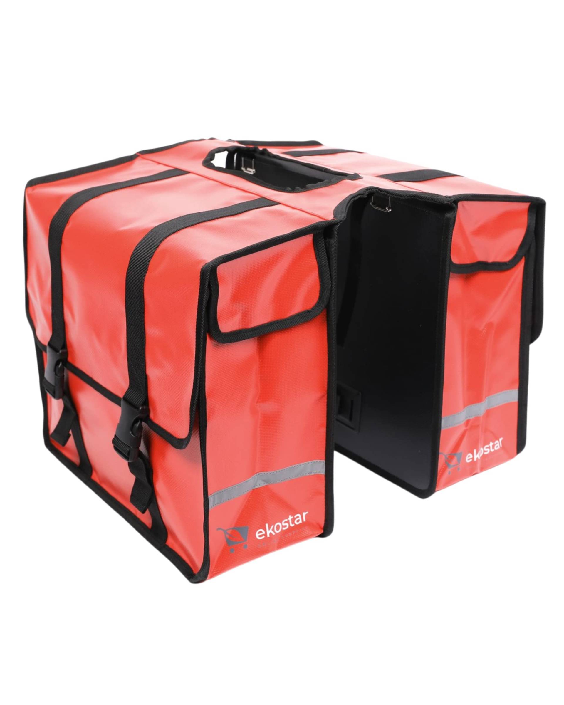 Ekostar Doppelte Fahrradtasche – Gepäckträgertasche – Hinterradtasche - Doppeltasche -Satteltasche – Wasserdicht – Rot - 46 Liter - Reflektoren – Einfache Montage – E-Bike von Ekostar online shopping