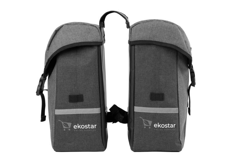 Ekostar online shopping - Doppelte Fahrradtasche - Dunkel- und Hellgrau - Wasserabweisend - Fahrradtasche - 34 Liter - Fahrradtaschen Elektrofahrräder von Ekostar online shopping