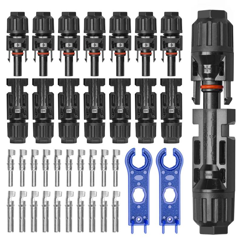 24 Paar Solarstecker Elecoutek Solar Stecker Set für 2.5/4/6mm² Solarkabel, Solaranlage, Solarmodul, Photovoltaik Steckverbinder IP67 mit Schraubenschlüssel von Elecoutek