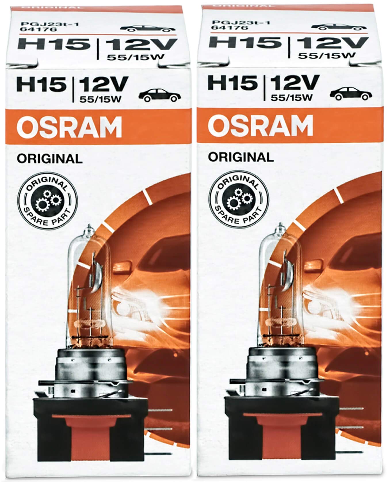 Osram Original Line H15, 64176 12V 2 Stück in Faltschachtel Halogen-Scheinwerferlampen Autolampen ECE Zertifizierung 55W von Osram