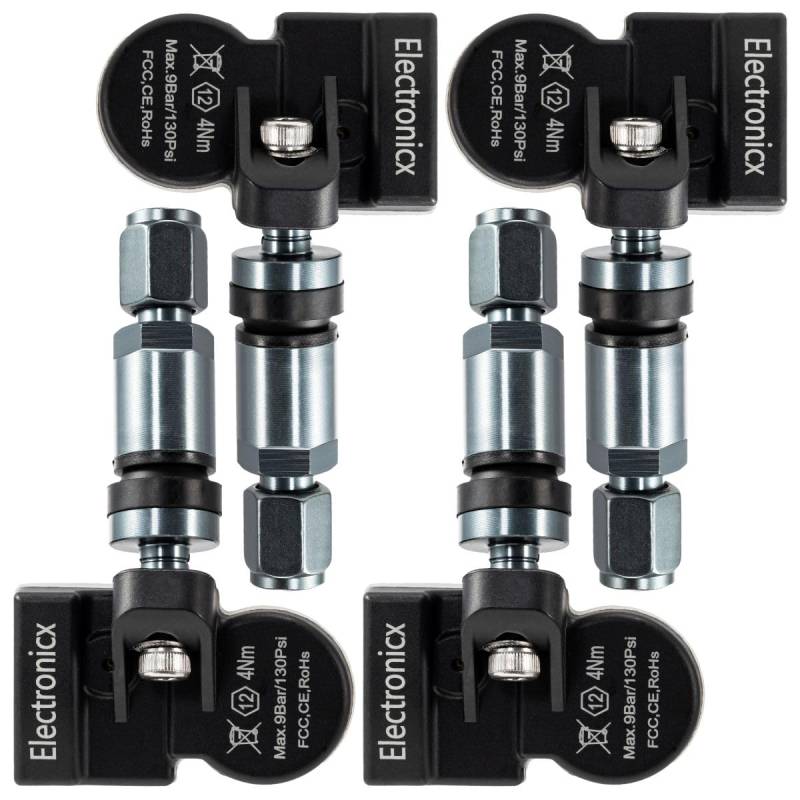 Electronicx 4X RDKS TPMS Reifendrucksensor Reifendruckkontrollsystem Metallventil Darkgrey passend für 1er 2er 3er 4er i3 i8 M2 M3 von Electronicx