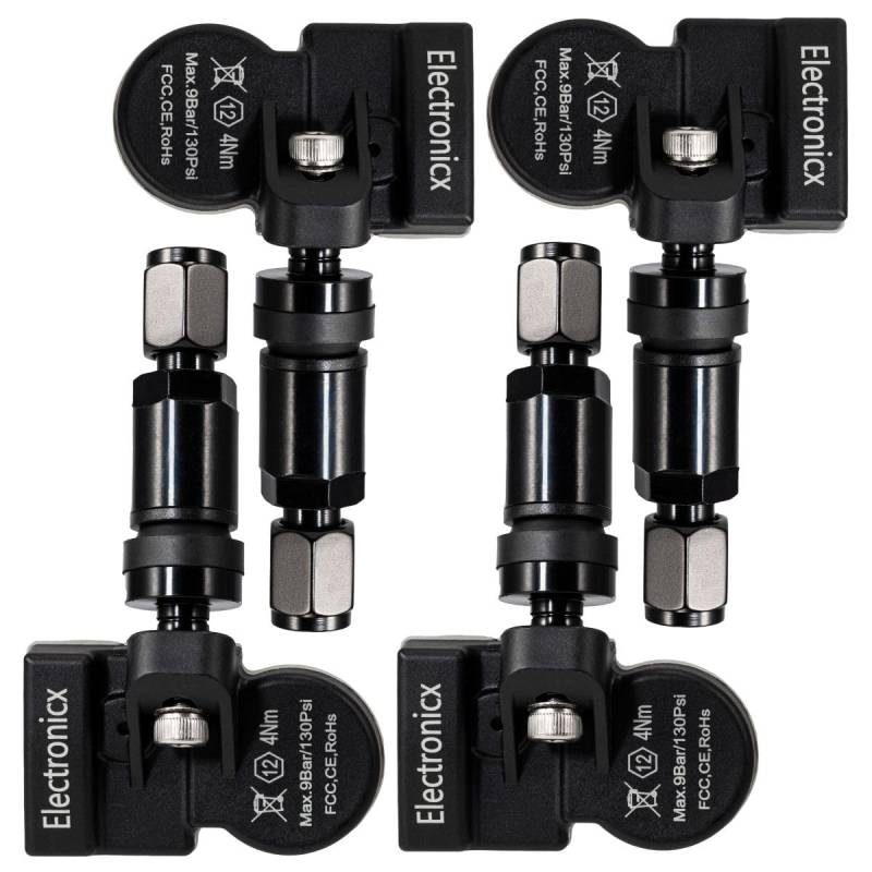 4x RDKS TPMS Reifendrucksensor Reifendruckkontrollsystem Metallventil Schwarz passend für 9-5 Volt Ampera Astra Cascada 13348393 von Electronicx