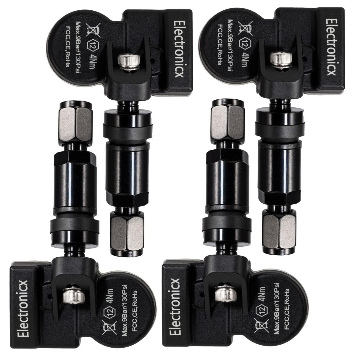 4x RDKS TPMS Reifendrucksensor Reifendruckkontrollsystem Metallventil Schwarz passend für ASX LR200 CR Lancer von Electronicx