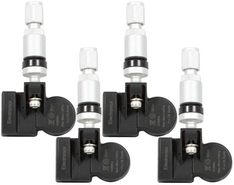 4x RDKS TPMS Reifendrucksensor Reifendruckkontrollsystem Metallventil Silber Kompatibel mit Bentayga Urus Amarok Caddy EOS Golf von Electronicx