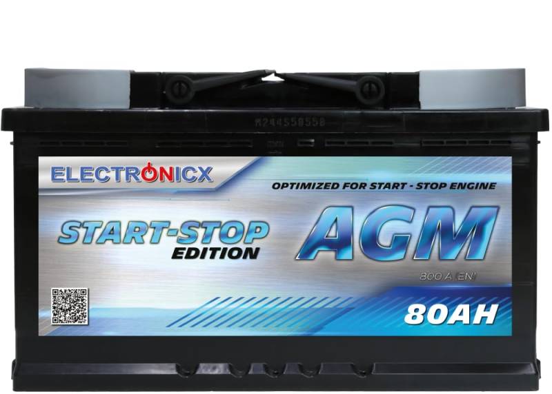 Autobatterie 80Ah AGM 12V Start-Stop Starterbatterie Kfz-Batterie Pkw Batterie Starterbatterien AGM Batterie Battery 80 Ah Electronicx Batterien AGM. von Electronicx