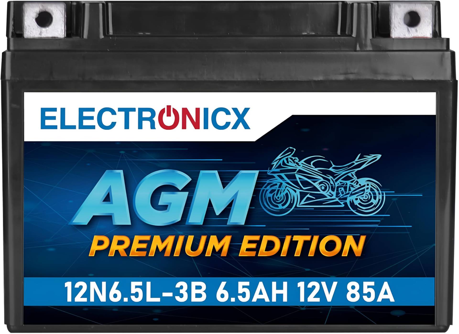 Electronicx AGM Motorradbatterie 12N6.5-BS 12V 6.5Ah – Wartungsfrei, Hohe Startkraft, Langlebig – Ideal für Motorrad, Roller, Quad, ATV von Electronicx