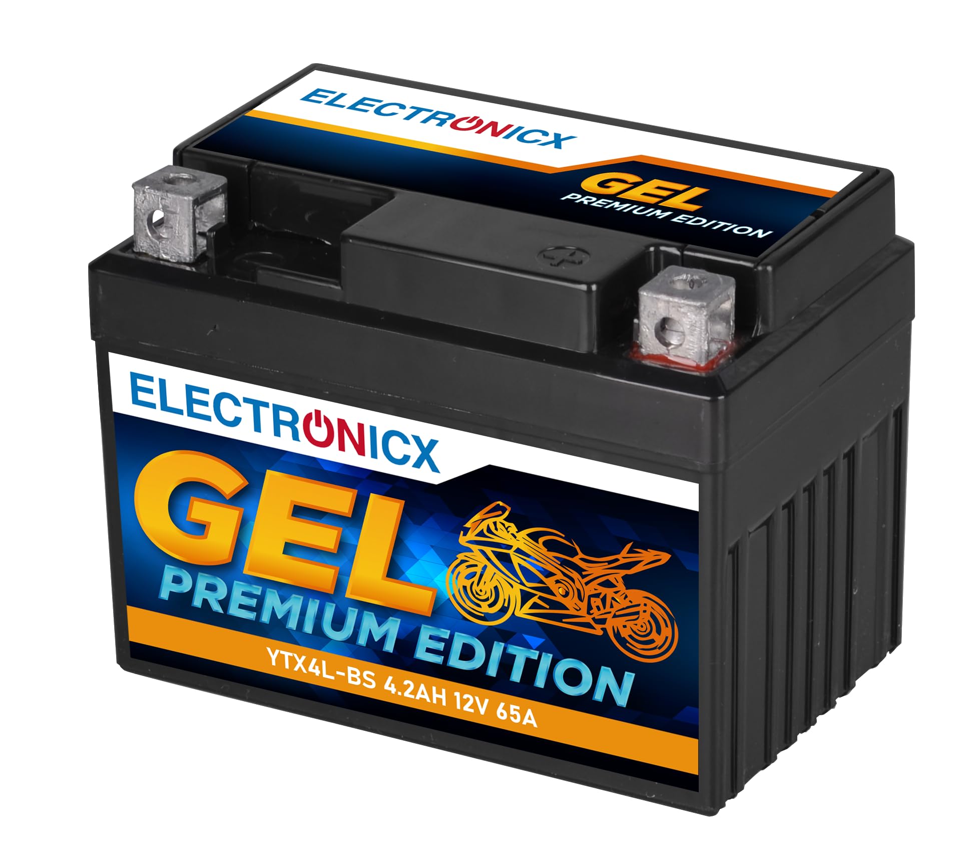 Electronicx CTX4L-BS GEL Motorradbatterie 12V 4Ah YTX4L-BS – Wartungsfrei, Auslaufsicher, +30% Startleistung – Zuverlässig für Roller, Motorräder extreme Bedingungen von Electronicx