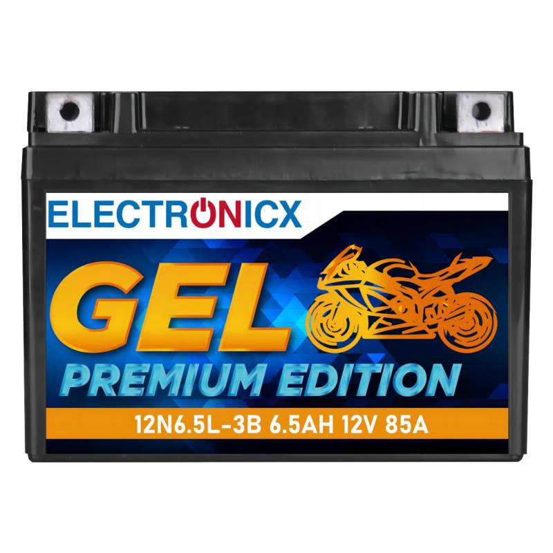 Electronicx GEL Motorradbatterie 12N6.5-BS 12V 6.5Ah – Wartungsfrei, Hohe Startleistung, Vibrationsresistent – Ideal für Motorrad, Roller, Quad, ATV von Electronicx