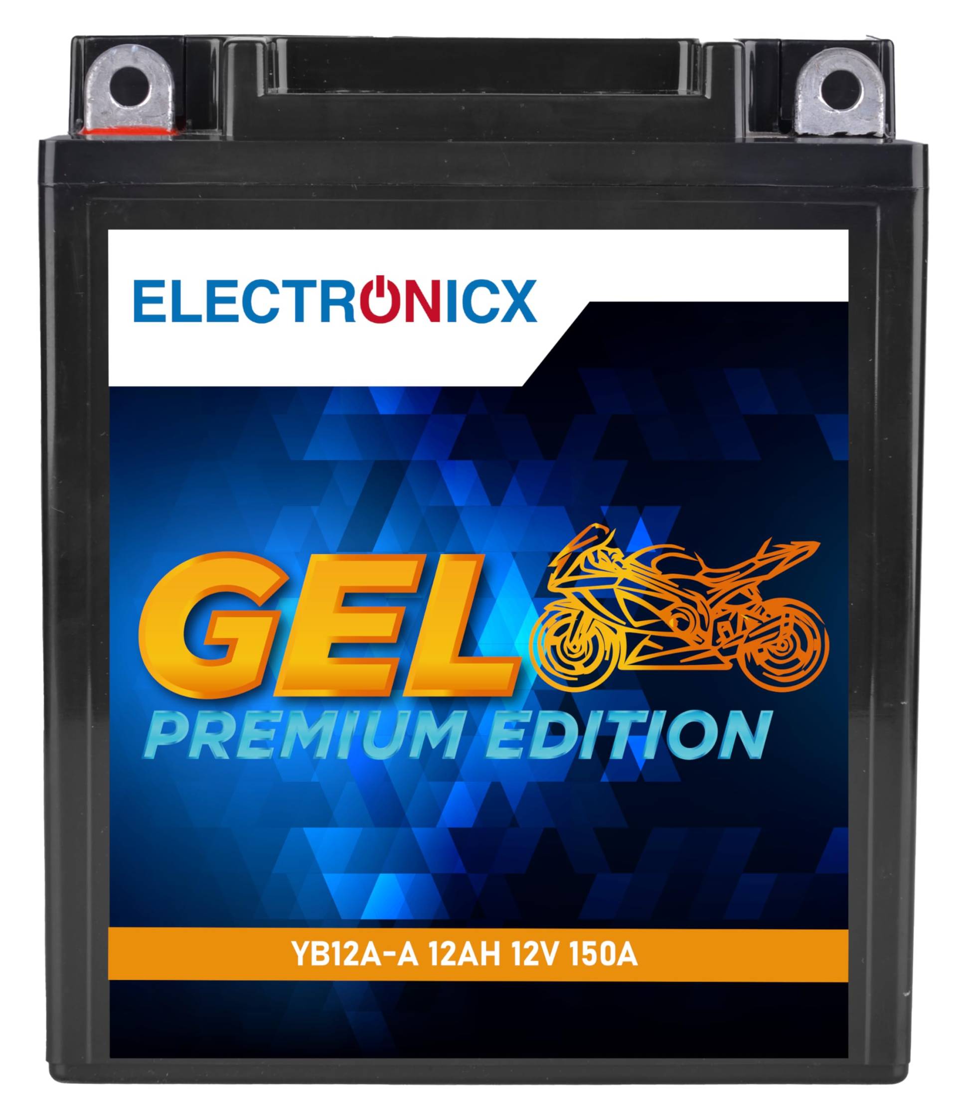 Electronicx GEL-Motorradbatterie 12V 12Ah 150A - Wartungsfrei, Versiegelt, Hohe Startkraft - Kompatibel mit YB12A-A / 51211 – Zuverlässiger Akkumulator für Motorräder von Electronicx