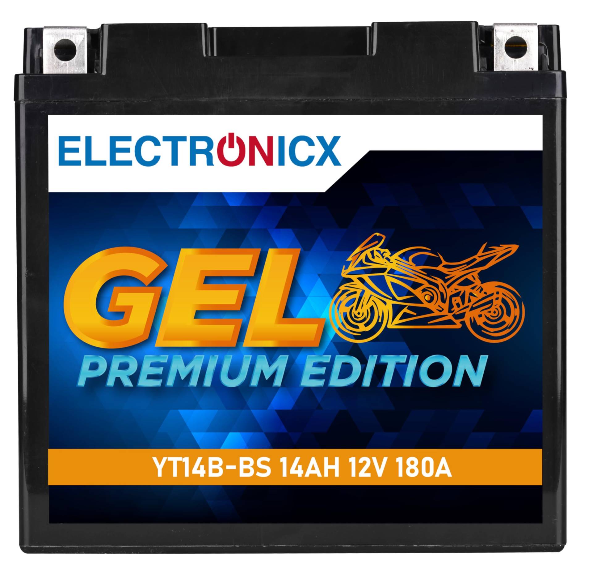 Electronicx GEL Motorradbatterie 12V 14Ah YT14B-BS– Wartungsfrei, Hohe Startleistung, Langlebig – Ideal für Tourer, Sportler, Chopper, Enduro & mehr von Electronicx