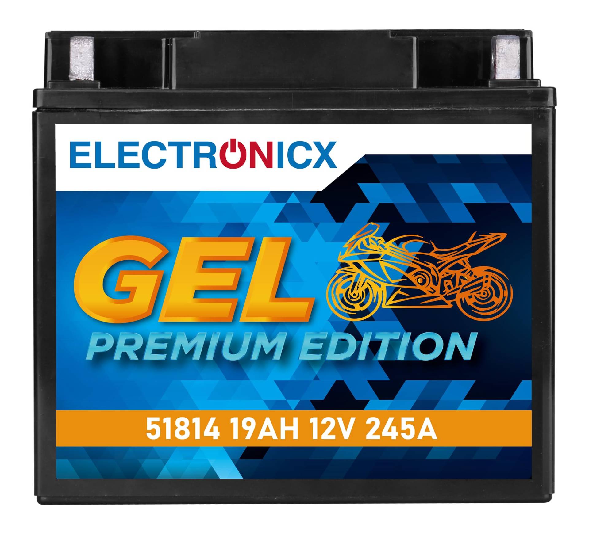 Electronicx GEL-Motorradbatterie 12V 19Ah 245A – Wartungsfrei, Hohe Startleistung, Erschütterungsfest – Ersetzt 51814, 51913, YT19BL, YT19BL-BS –kompatibel mit BMW R-Serie, K-Modelle, Quads & ATVs von Electronicx