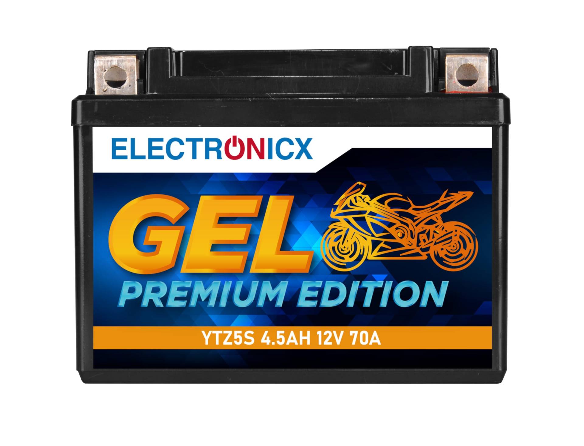 Electronicx GEL Motorradbatterie 12V 4,5Ah 70A YTZ5-S – Wartungsfrei, Hohe Startleistung, Vibrationsresistent – Perfekt für Roller, Quad, ATV, Tourer, Enduro & mehr von Electronicx