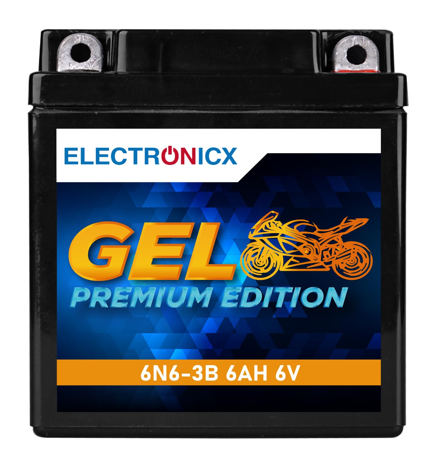 Electronicx GEL-Motorradbatterie 6N6-3B 6V 6Ah – Wartungsfrei, Hohe Startleistung, Langlebig – kompatibel mit Honda, Yamaha & Schaltmopeds von Electronicx