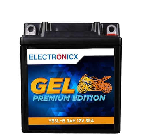 Electronicx GEL-Motorradbatterie YB3L-A YB3L-B – 12V 3Ah – Wartungsfrei, Hohe Startleistung, Auslaufsicher – Perfekt für Roller & Motorräder von Yamaha, Honda, Suzuki, Piaggio von Electronicx