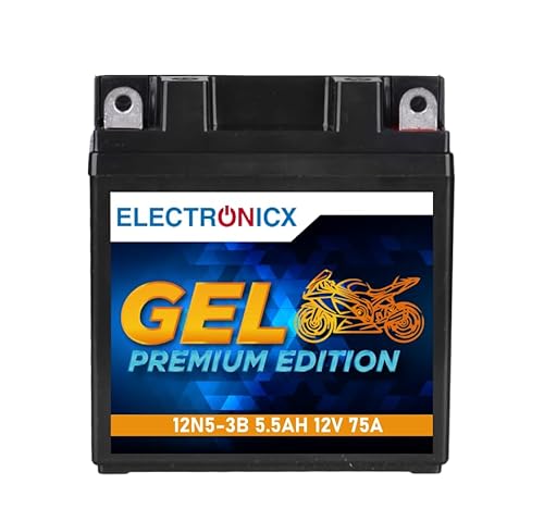 Electronicx YB5L-B GEL Motorradbatterie 12V 5.5Ah 75A/EN – Wartungsfrei, Langlebig, Hohe Startkraft – Perfekt für Roller & Motorräder – Ersetzt 50512 CB5L-B 12N5.5-3B von Electronicx