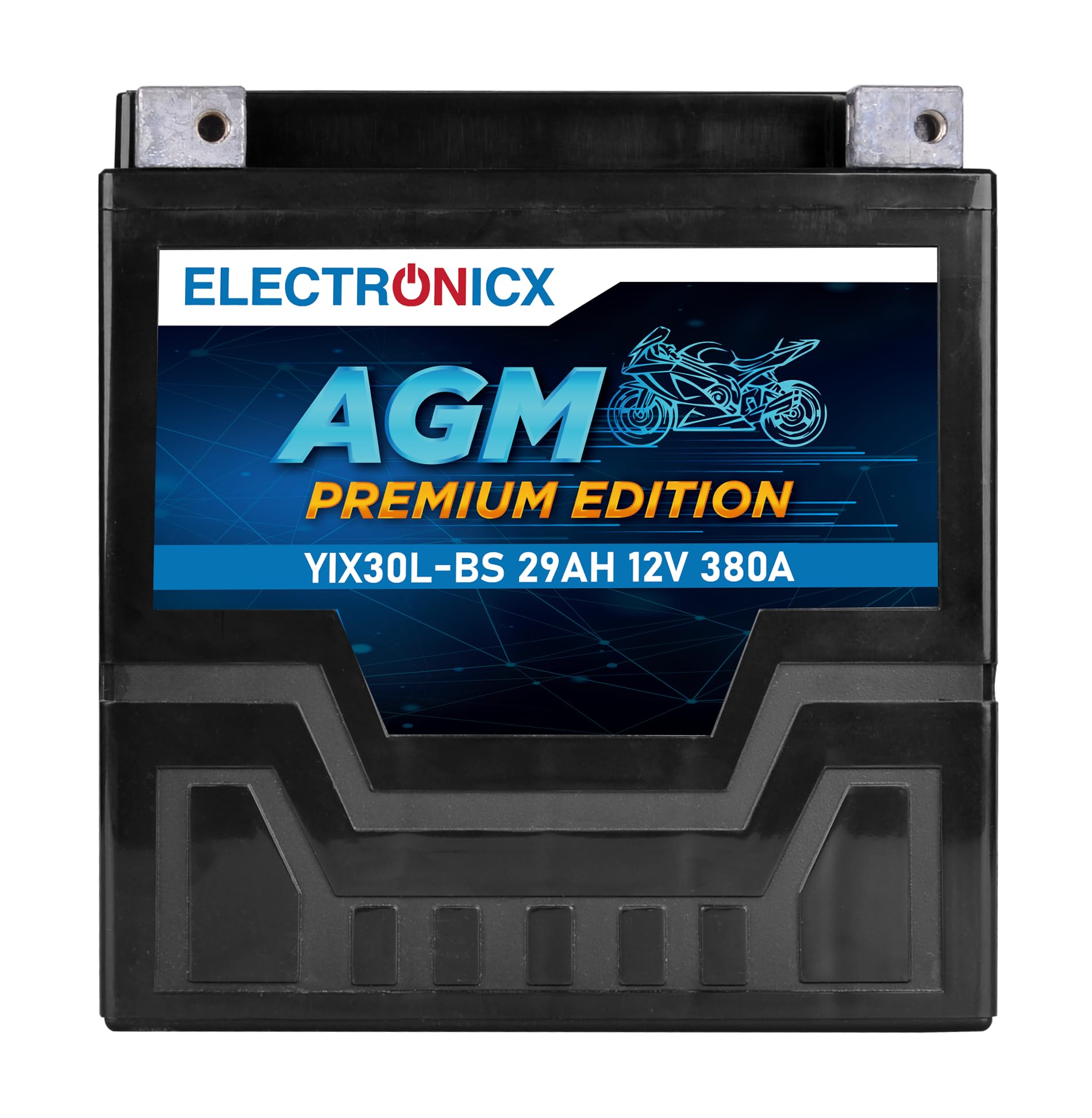 Electronicx YIX30L-BS AGM Motorradbatterie 12V 29Ah 380A/EN – Wartungsfrei, Zuverlässige Startkraft, Langlebig – Passend für Harley Davidson, BMW, Ducati und mehr von Electronicx