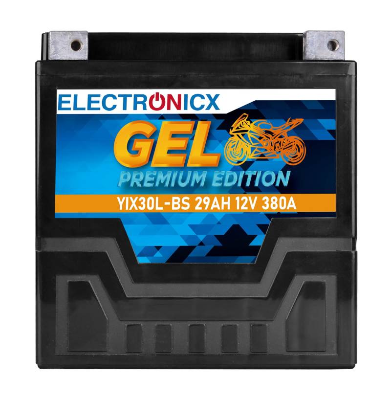 Electronicx YIX30L-BS GEL Motorradbatterie 12V 29Ah 380A/EN – Wartungsfrei, Auslaufsicher, Hohe Startleistung – Perfekt und kompatibel mit Harley Davidson, BMW, Ducati und mehr von Electronicx