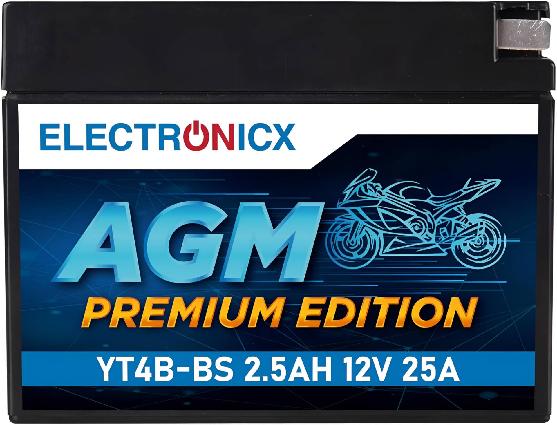 Electronicx YT4B YT4B-BS SLA AGM Motorradbatterie 12V 2,3Ah – Wartungsfrei, Hohe Startleistung, Langlebig – Einbaufertig & Vorgeladen – Ideal für Roller & Motorräder von Electronicx