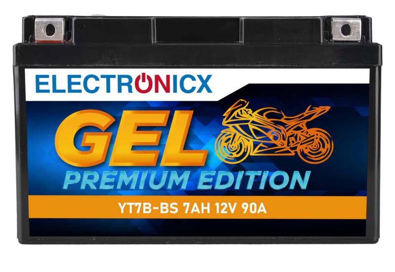 Electronicx YT7B-BS GEL Motorradbatterie 12V 7Ah 90A – Wartungsfrei, Hohe Startleistung, Doppelte Lebensdauer – Auslaufsicher & Rüttelfest – Perfekt für Motorrad, Roller & ATV von Electronicx