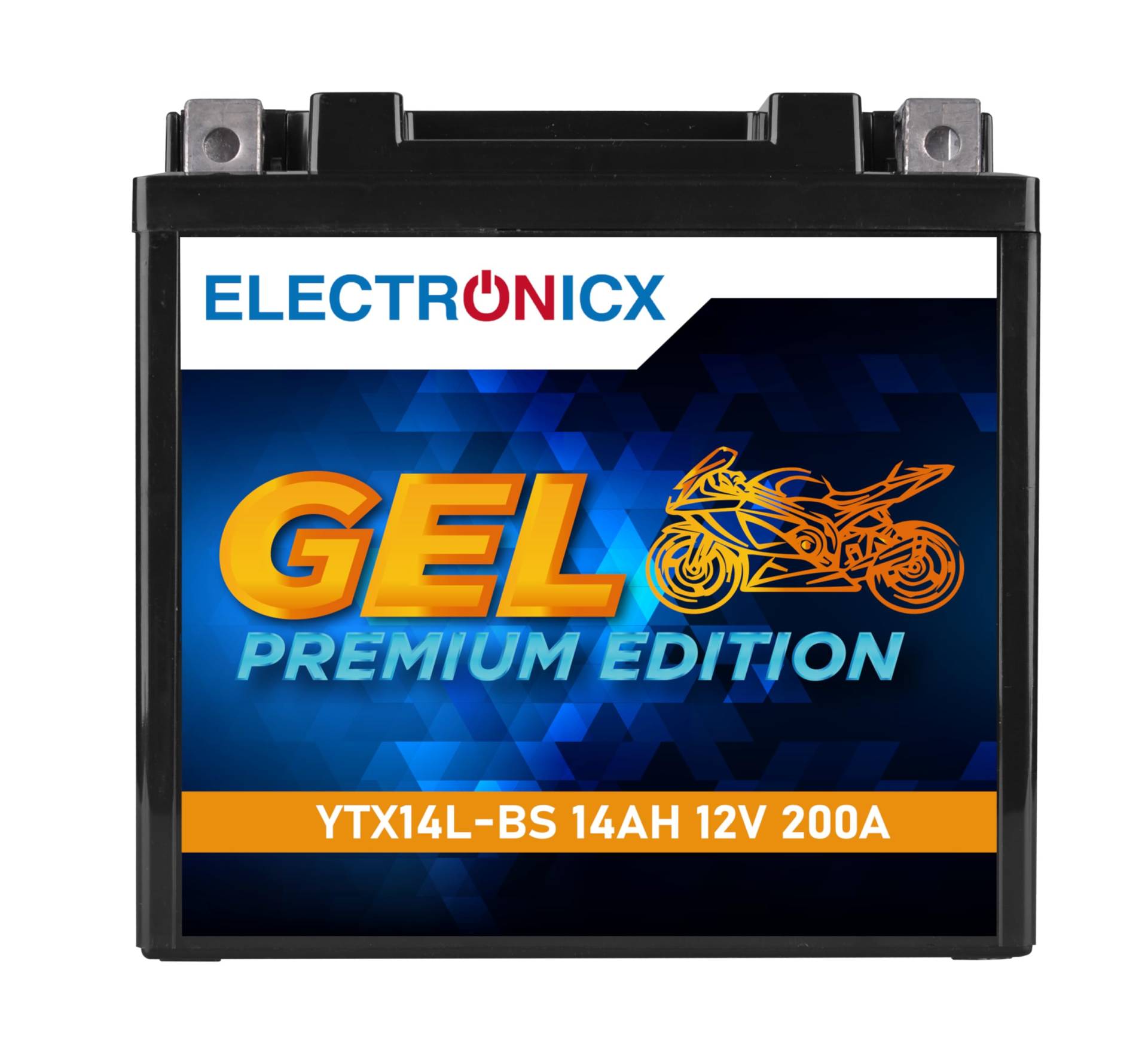 Electronicx YTX14L-BS GEL-Motorradbatterie 12V 14Ah – Wartungsfrei, hohe Startleistung, langlebig, auslaufsicher, rüttelfest – ideal für Motorräder mit ABS, zuverlässige Energiequelle von Electronicx