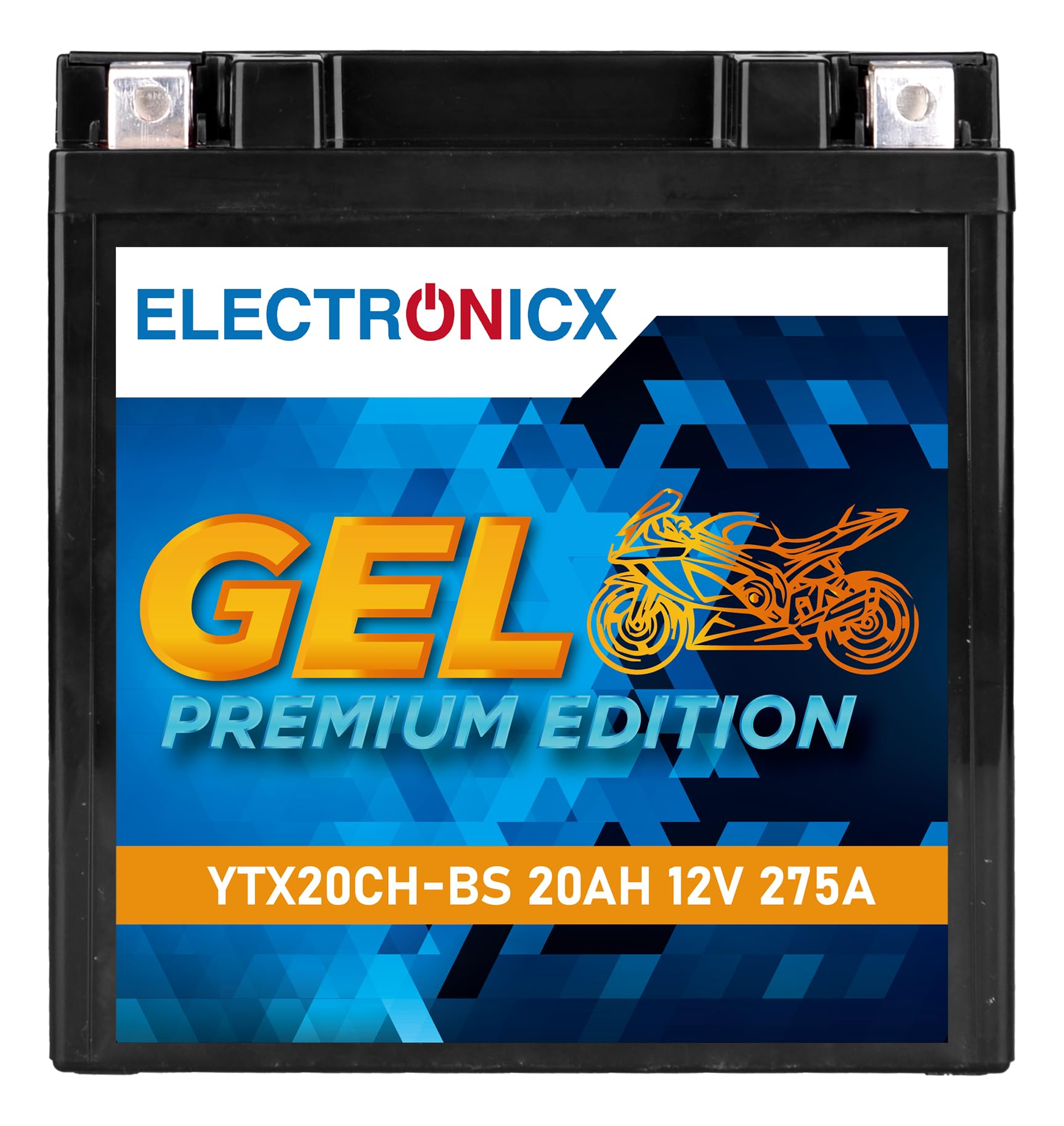 Electronicx YTX20CH-BS GEL Motorradbatterie 12V 20Ah 275A/EN – Wartungsfrei, Auslaufsicher, Doppelte Lebensdauer – Hohe Startkraft kompatibel mit Harley Davidson, Yamaha, Honda und mehr von Electronicx