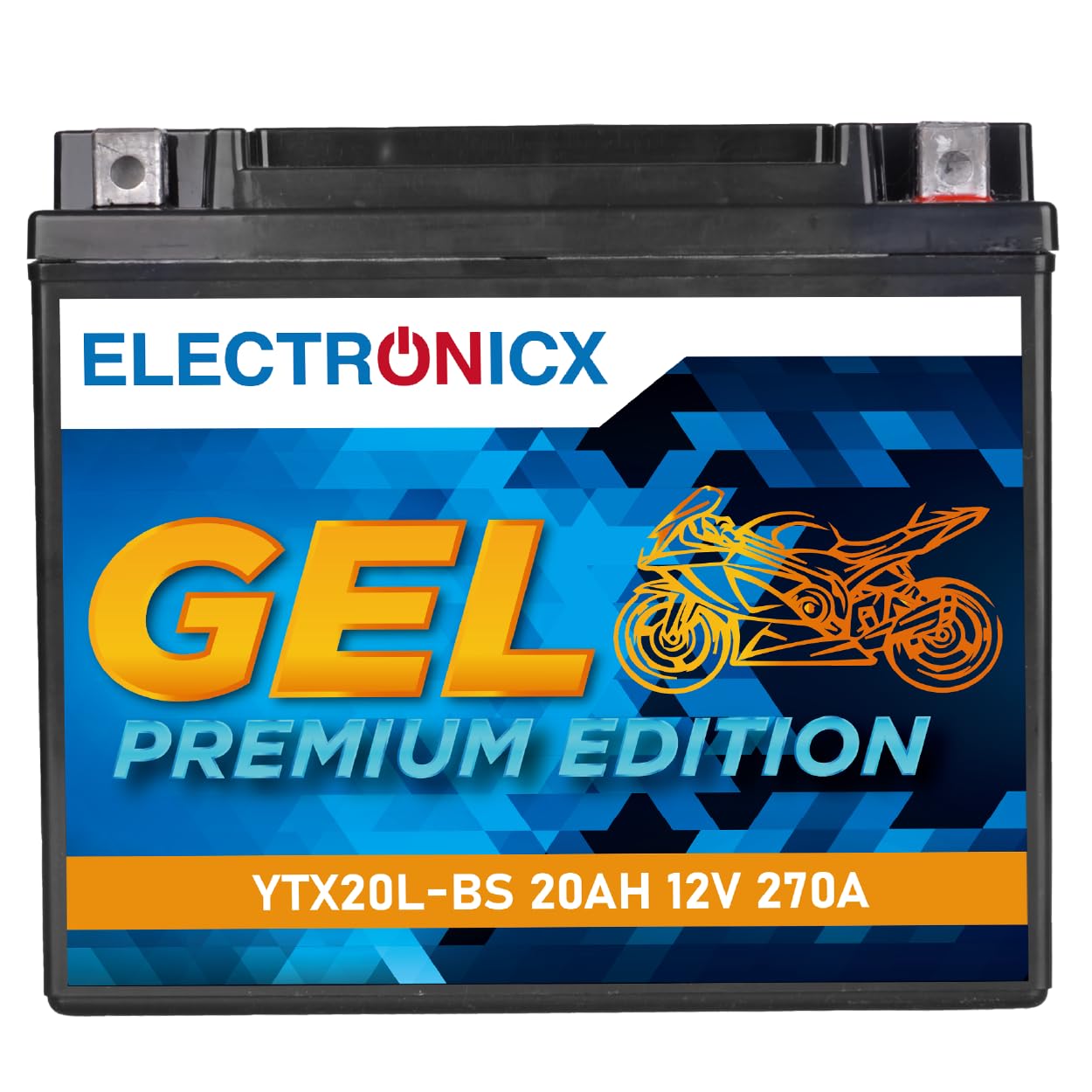 Electronicx YTX20L-BS GEL Motorradbatterie 12V 20Ah – Wartungsfrei, Hohe Startleistung, Vibrationsfest – Ideal für Off-Road, Rennmaschinen und Fahrzeuge mit ABS-System von Electronicx