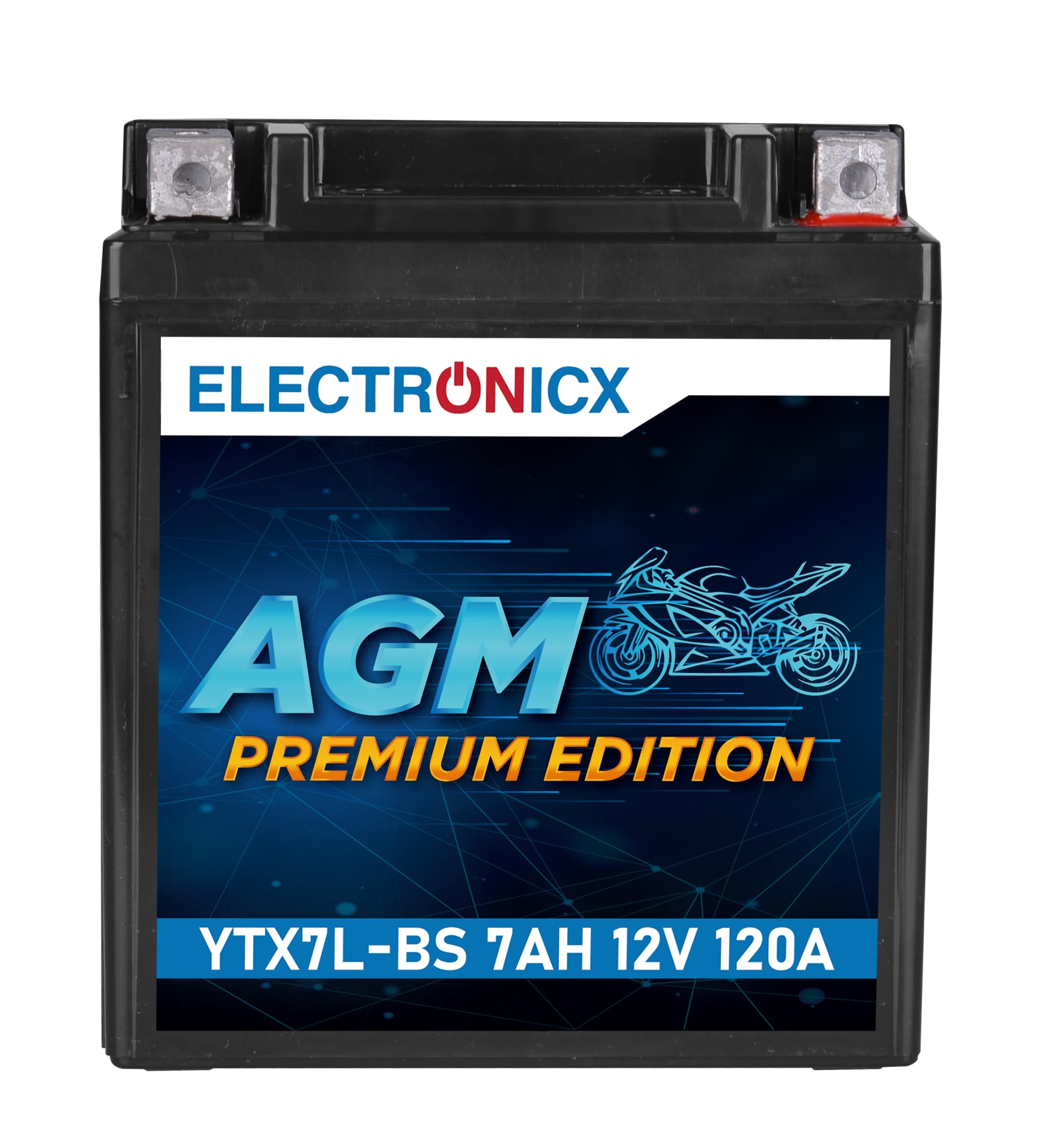 Electronicx YTX7L-BS AGM Motorradbatterie 12V 7Ah 120A – Wartungsfrei, Hohe Startleistung, Langlebig – Perfekt für Roller, Motorräder und Offroad – Erfüllt OE-Standards für CTX7L-BS, YTX7L-BS und mehr von Electronicx