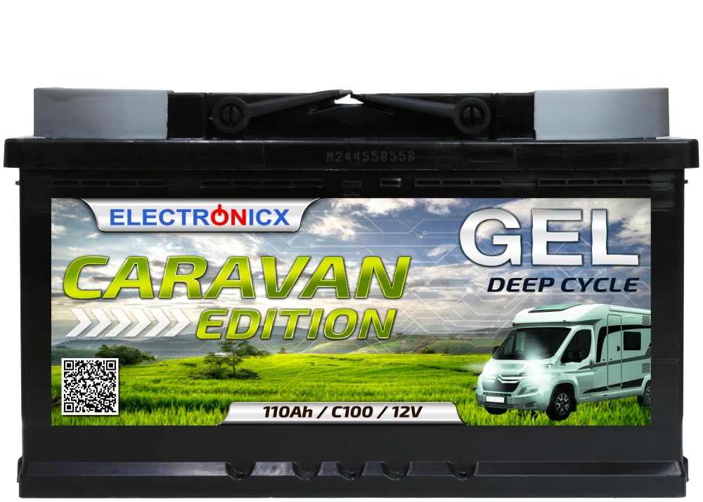 GEL Batterie 12V 110Ah Caravan Edition Gelbatterie für Wohnmobile, Solar Camping GEL Technologie Perfekt Solarbatterie Solarakku 110 Ah Wohnmobil Akku von Electronicx