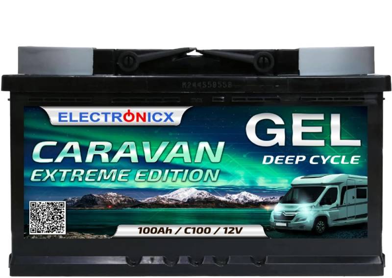 Gel Batterie 12V 100Ah Caravan Extreme Solarbatterien GEL-Technologie 12V Akku Solar, Solarbatterie Bootsbatterie Battery Wohnmobile, Wohnwagen 100 Ah von Electronicx