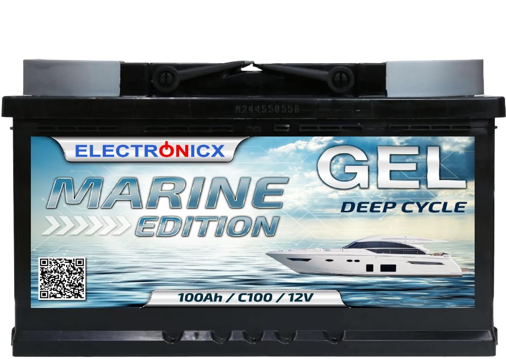 Gel Batterie 12V 100Ah Marine Solarbatterien GEL-Technologie 12V Akku Solar, Solarbatterie Bootsbatterie Battery Wohnmobile, Wohnwagen, Camping 100 Ah von Electronicx