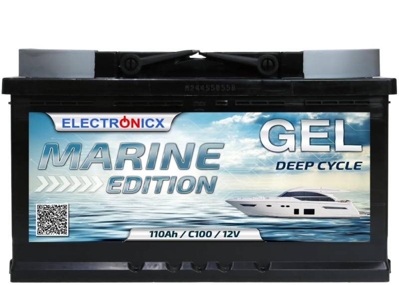 Gel Batterie 12V 110Ah Marine Edition Boote Yachten GEL Technologie Solarbatterie 110 Ah, Solaranlagen Langlebige Gelbatterie, 12V Akku Bootsbatterie von Electronicx