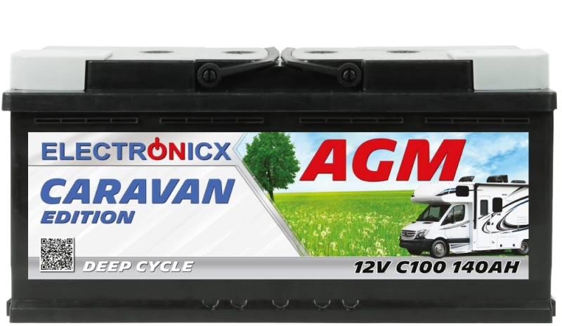 Premium AGM Batterie 140Ah 12V, batterie für Wohnwagen, Wohnmobil, Solarbatterie für Camping Mover, Deep-Cycle-Batterien, Batterie Solaranlage 140 Ah von Electronicx