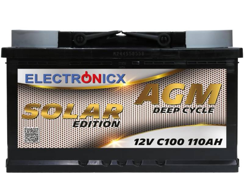 Solarbatterie 12v 110Ah AGM Batterie Electronicx Solar Edition Solarbatterie 12v Akku 12v Solar Batterien Versorgungsbatterie 12v agm Wohnwagen Batterie Wohnmobil 12v 110ah Solar akku 12V Mover 110 Ah von Electronicx