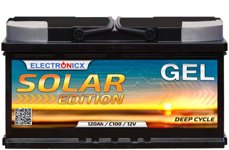 Gel Batterie 12V 120Ah Solar Edition Solarbatterien GEL-Technologie 12V Akku Solar Solarbatterie Bootsbatterie Wohnmobile, Wohnwagen 120 Ah Camping Ah von Electronicx