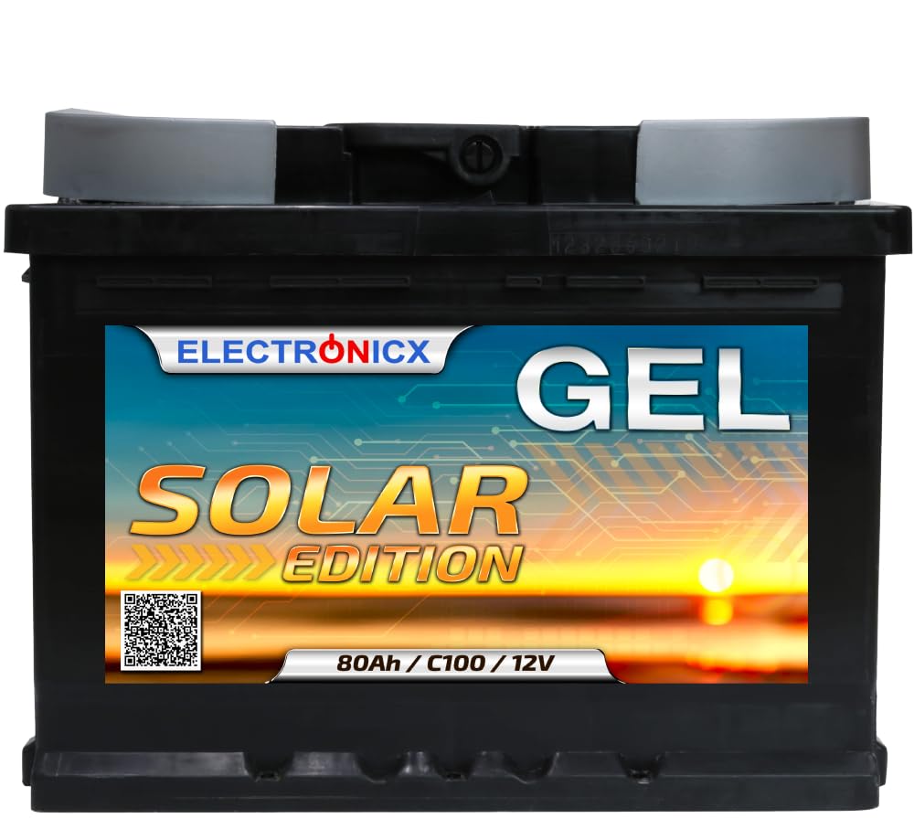 Solarbatterie 12v 80Ah GEL Batterie Electronicx Solar Edition Akku Versorgungsbatterie gel Wohnwagen Batterie Wohnmobil Gelbatterie von Electronicx