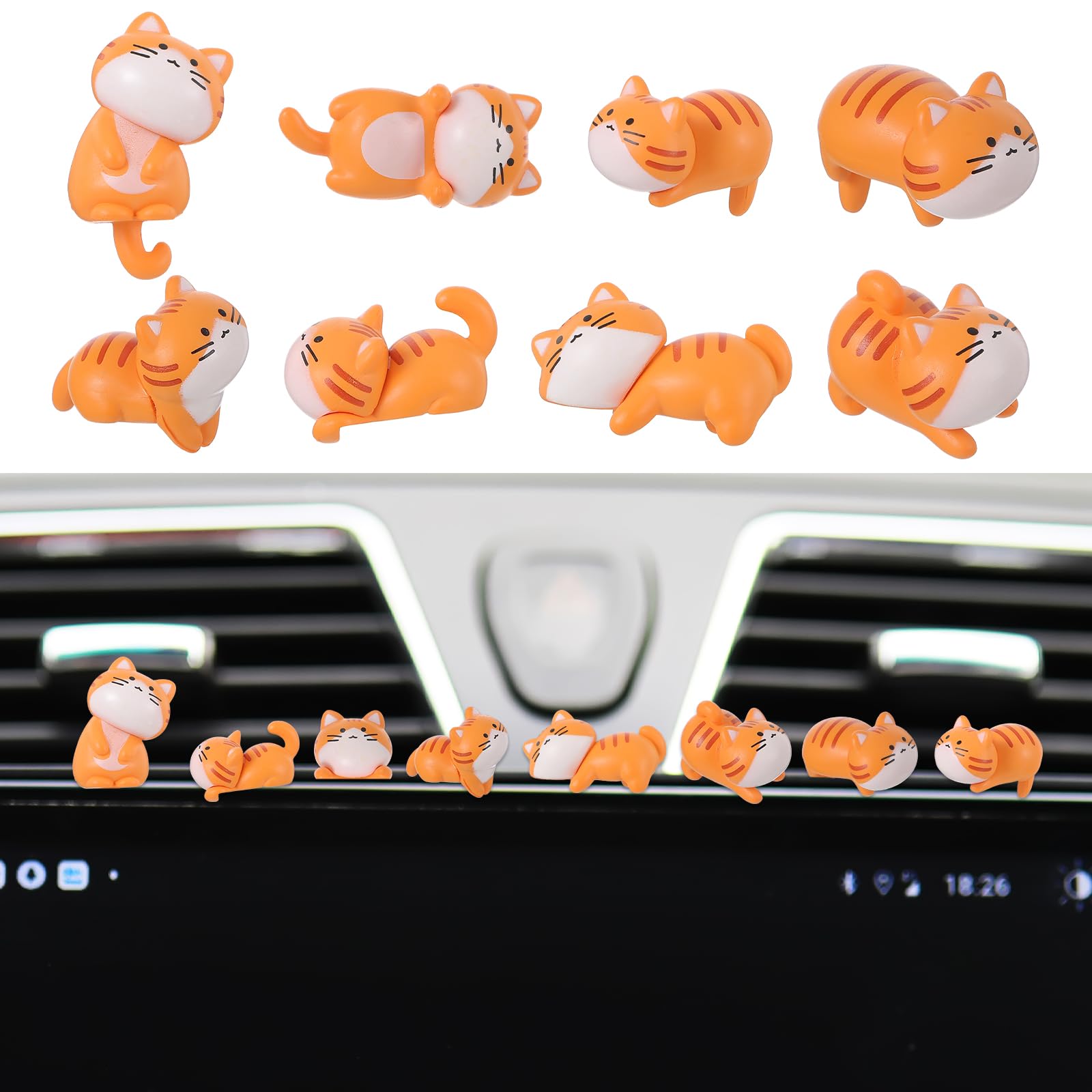 ElevateTech Niedliche Mini-Katzen-Autozubehör, 6 Stück, lustige Auto-Rückspiegel-Ornamente, Kunstharz-Katzenfiguren, Armaturenbrett-Dekorationen, Kawaii-Auto-Innendekoration, Geschenk für Fahrzeug, von ElevateTech