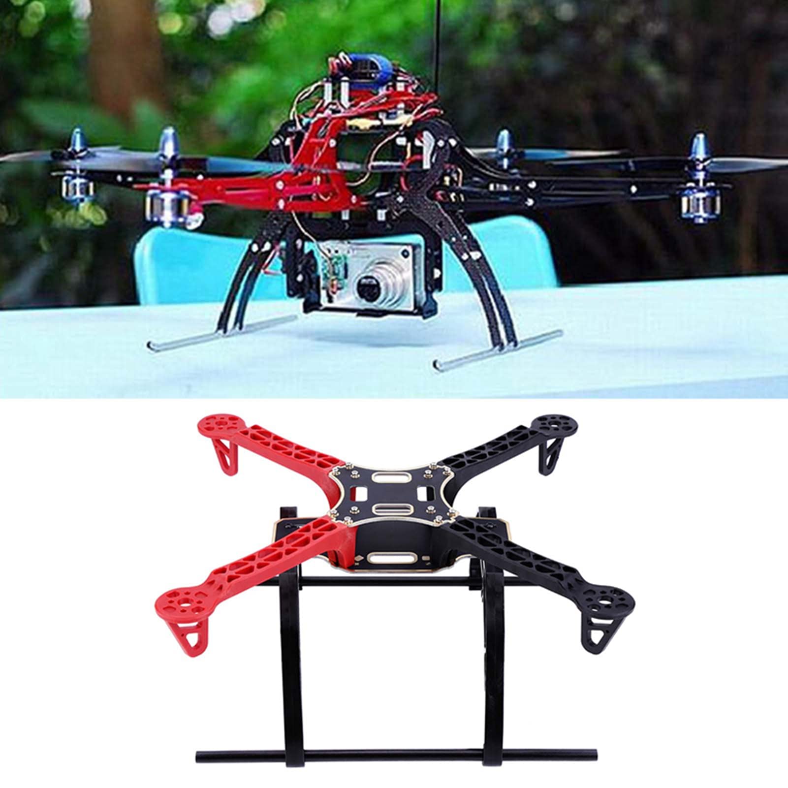 ElgnAura 33-cm-Quadcopter-FPV-Flugzeug-Drohnenrahmen-Kit mit integrierter Leiterplatte, RC-Fahrzeug-Karosseriehalterungen und Modellauto-Shell-Clips für F330 von ElgnAura