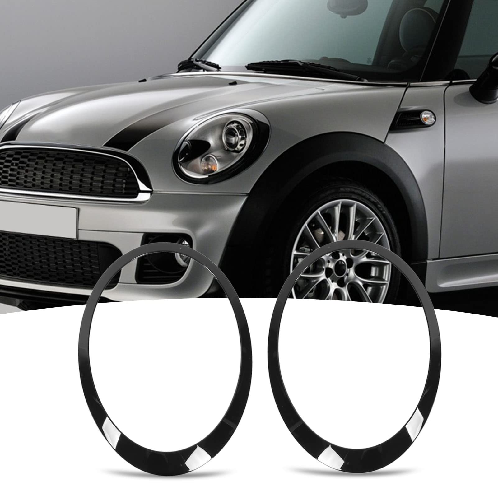 ElgnAura Scheinwerfergrill Surround Trimm Kit, Scheinwerfer -Rücklicht -Surlight -Cover für R56 R57 R58 R59 S JCW 2007-2015, Outlast Gloss Black Finish von ElgnAura