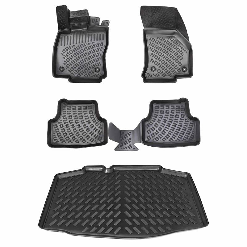 ELMASLINE 3D Gummimatten & Kofferraumwanne Set für SEAT Ibiza 5 (V) ab 2017 (Vertiefter Standard Ladeboden) Passt Nicht in variablen Ladeboden | Antirutsch mit hohem 5cm Rand von Elmasline