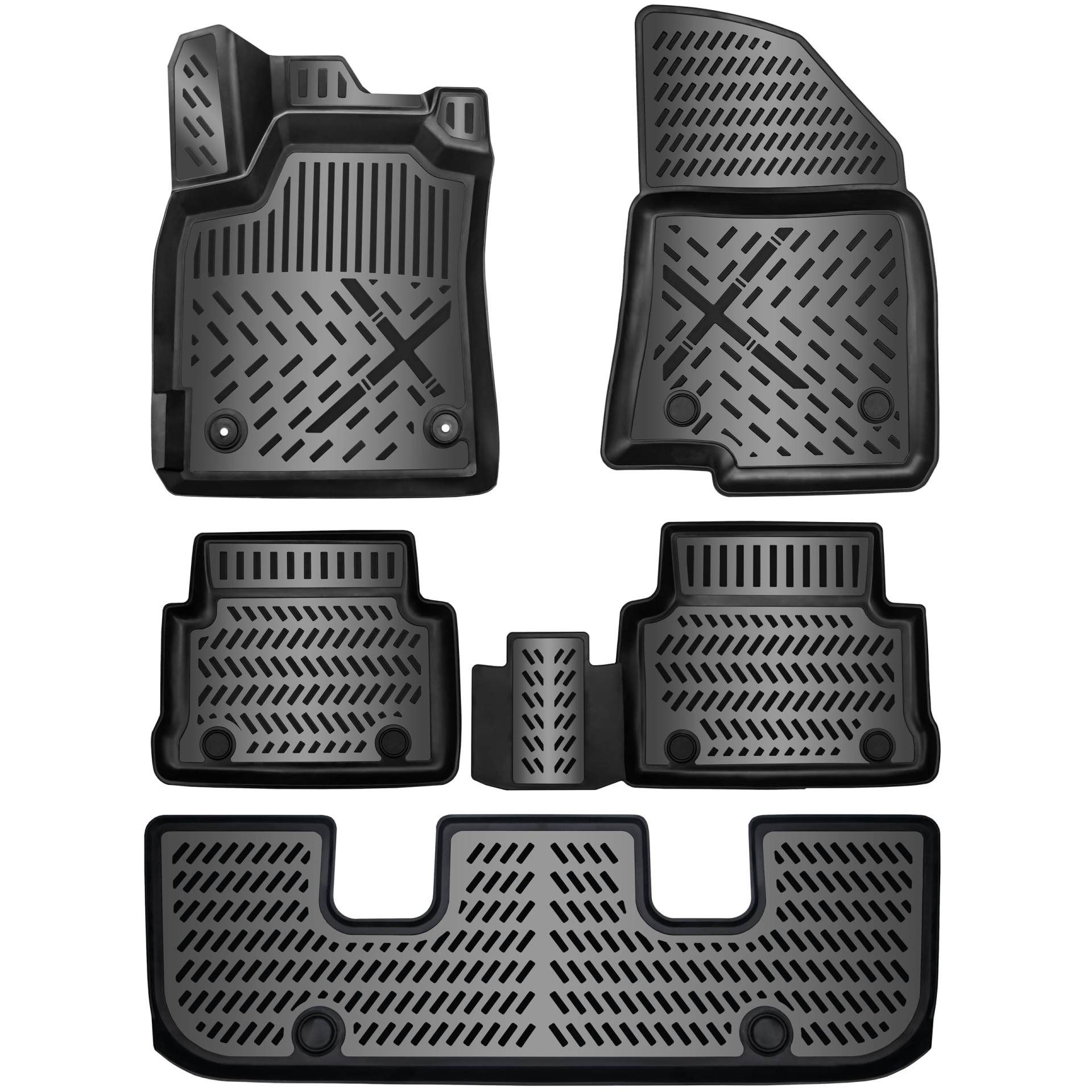 ELMASLINE 3D Gummimatten für VW SHARAN II (2) Van 7-Sitzer (2010-2024) | Zubehör Fußmatten von Elmasline