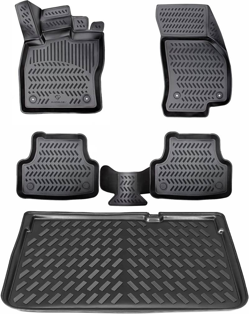 ELMASLINE 3D Gummimatten & Kofferraumwanne Set für Citroen C4 Cactus 2014-2020 | Zubehör Fußmatten Kofferraum von Elmasline