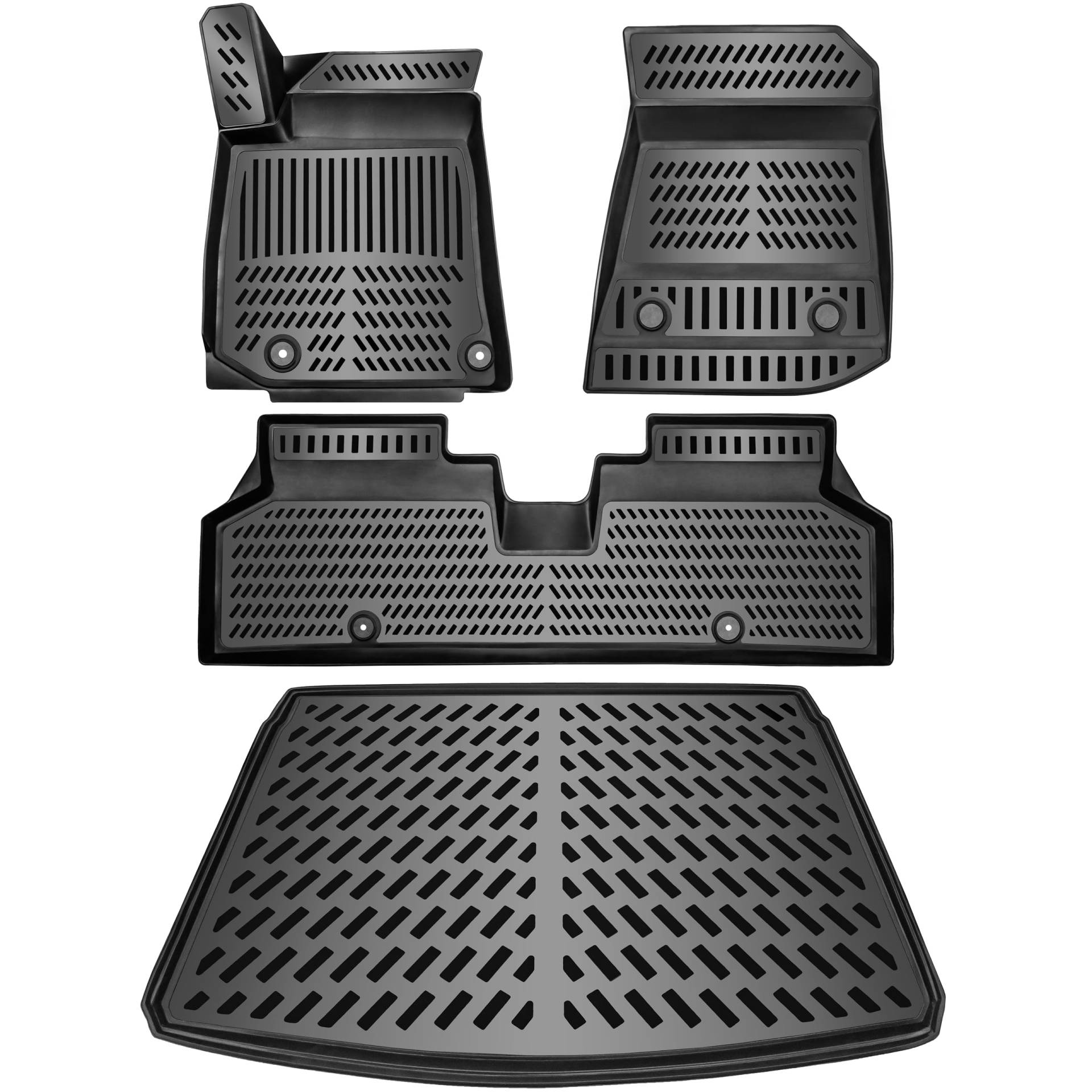 ELMASLINE 3D Gummimatten & Kofferraumwanne Set für KIA E-NIRO 2022-2024 (oberer Ladeboden) | Zubehör Fußmatten Kofferraum von Elmasline