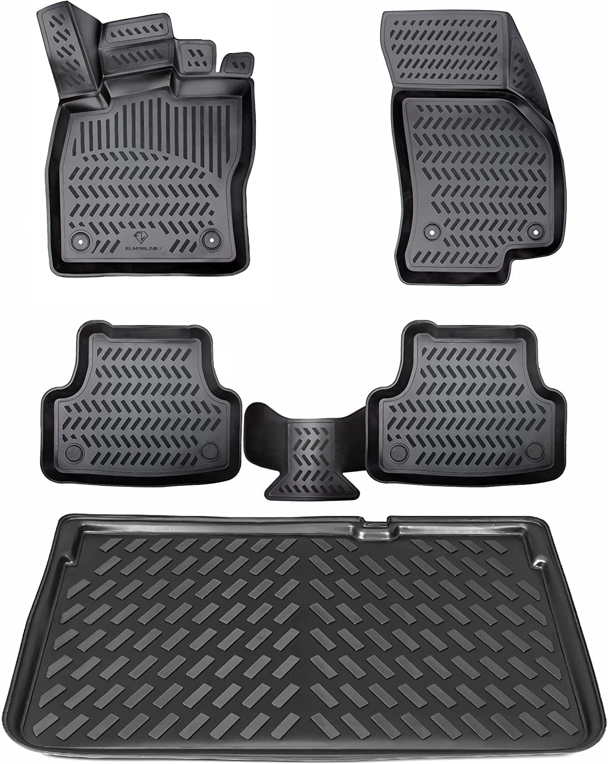 ELMASLINE 3D Gummimatten & Kofferraumwanne Set für SEAT Mii E ab 2020 Elektro oberer Ladeboden | Zubehör Fußmatten Kofferraum von Elmasline