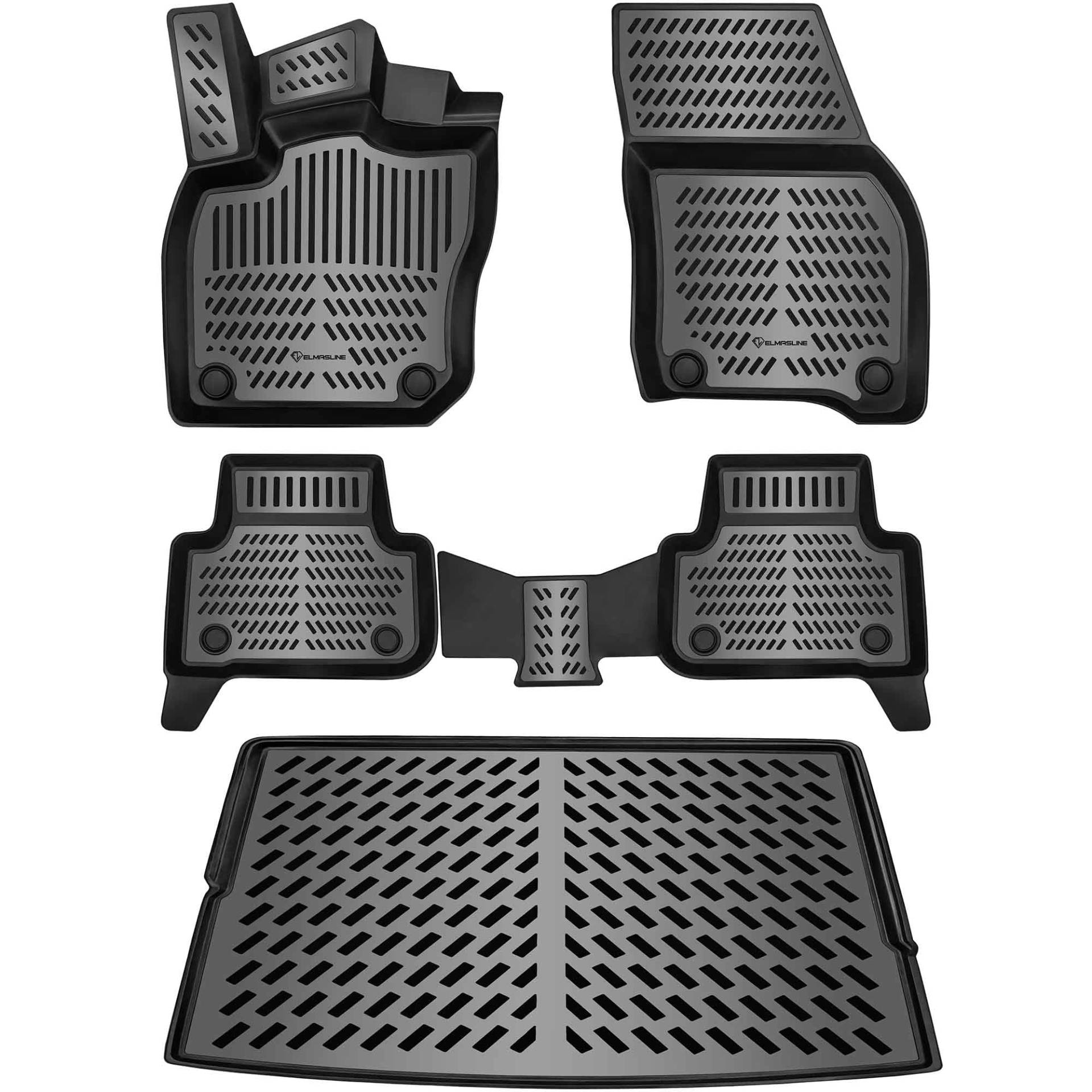 ELMASLINE 3D Gummimatten & Kofferraumwanne Set für VW TIGUAN 3 ab 2023 | Zubehör Fußmatten Kofferraummatte von Elmasline