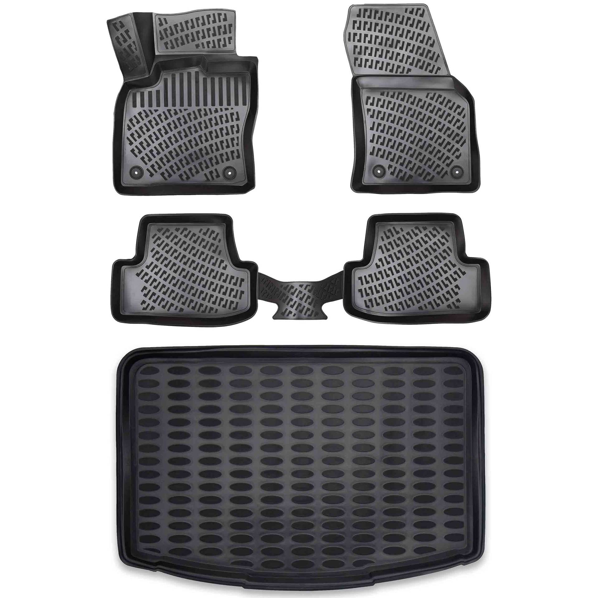 ELMASLINE Gummimatten & Kofferraumwanne Set für Audi A3 2012-2020 (Sportback) | Extra hoher 5cm Rand von Elmasline