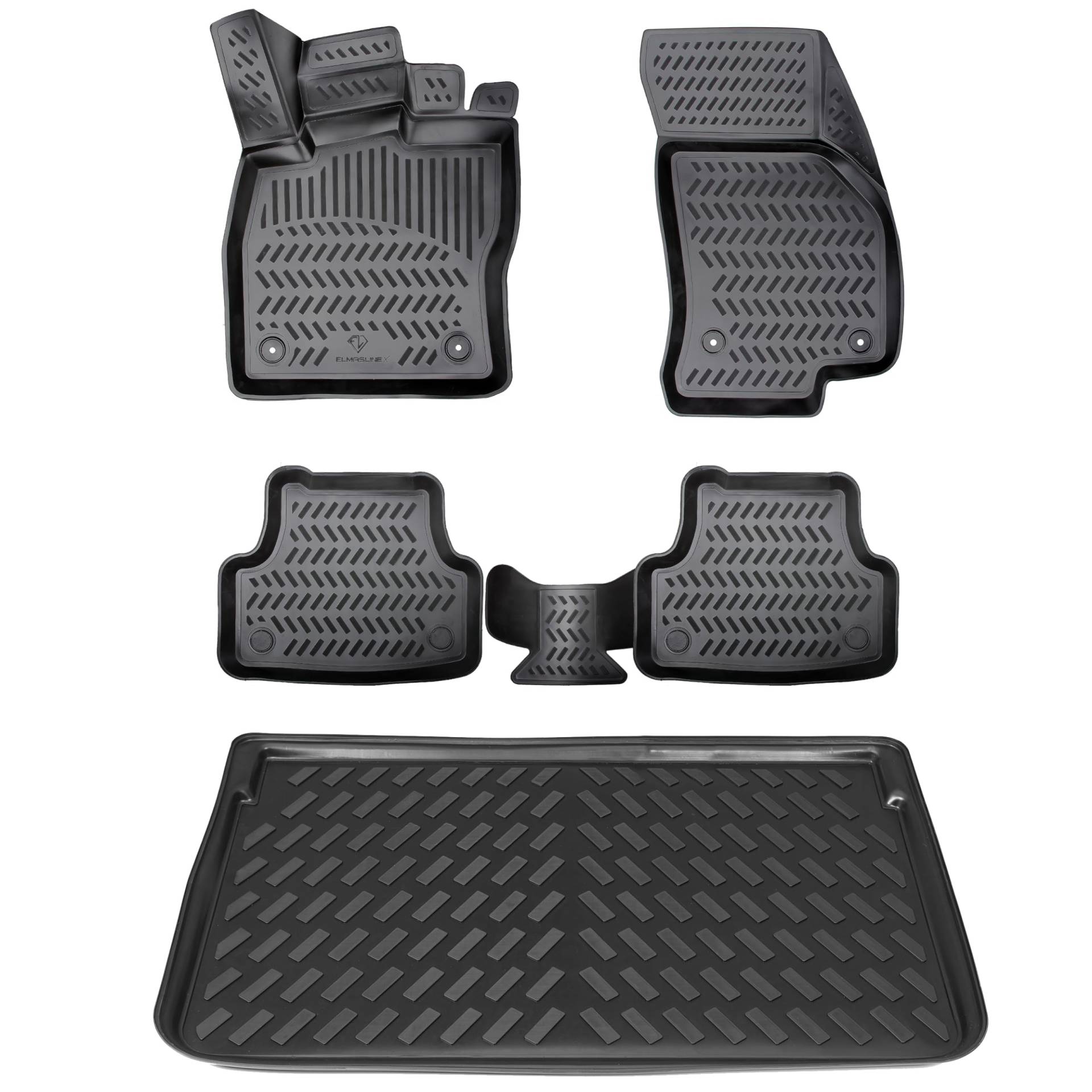 ELMASLINE Gummimatten & Kofferraumwanne Set für VW Golf 6 (VI) 2008-2012 Schrägheck | Extra hoher Rand Fußmattten - Zubehör von Elmasline