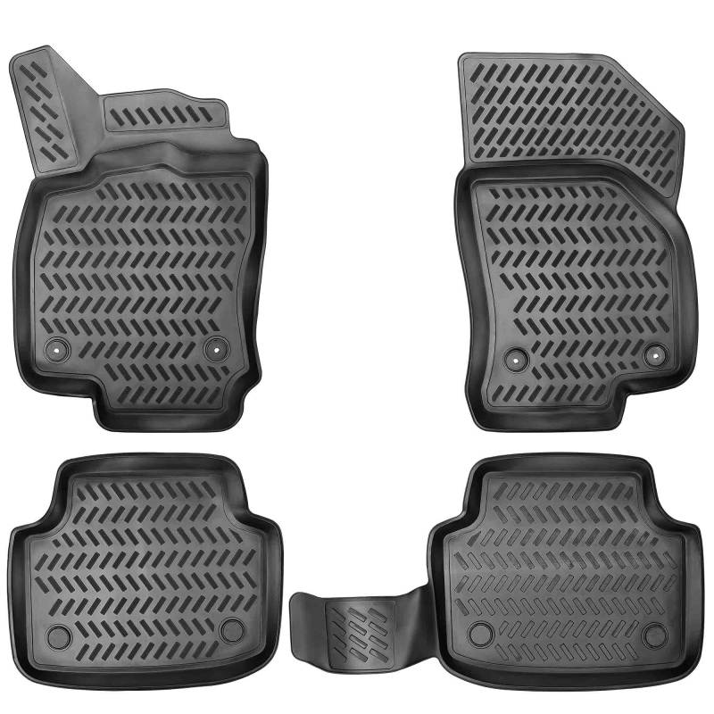 Design 3D Gummimatten Set für VW Passat B6 Baujahr 2005-2010 | Fussmatten mit extra hohen 5cm Rand von Elmasline